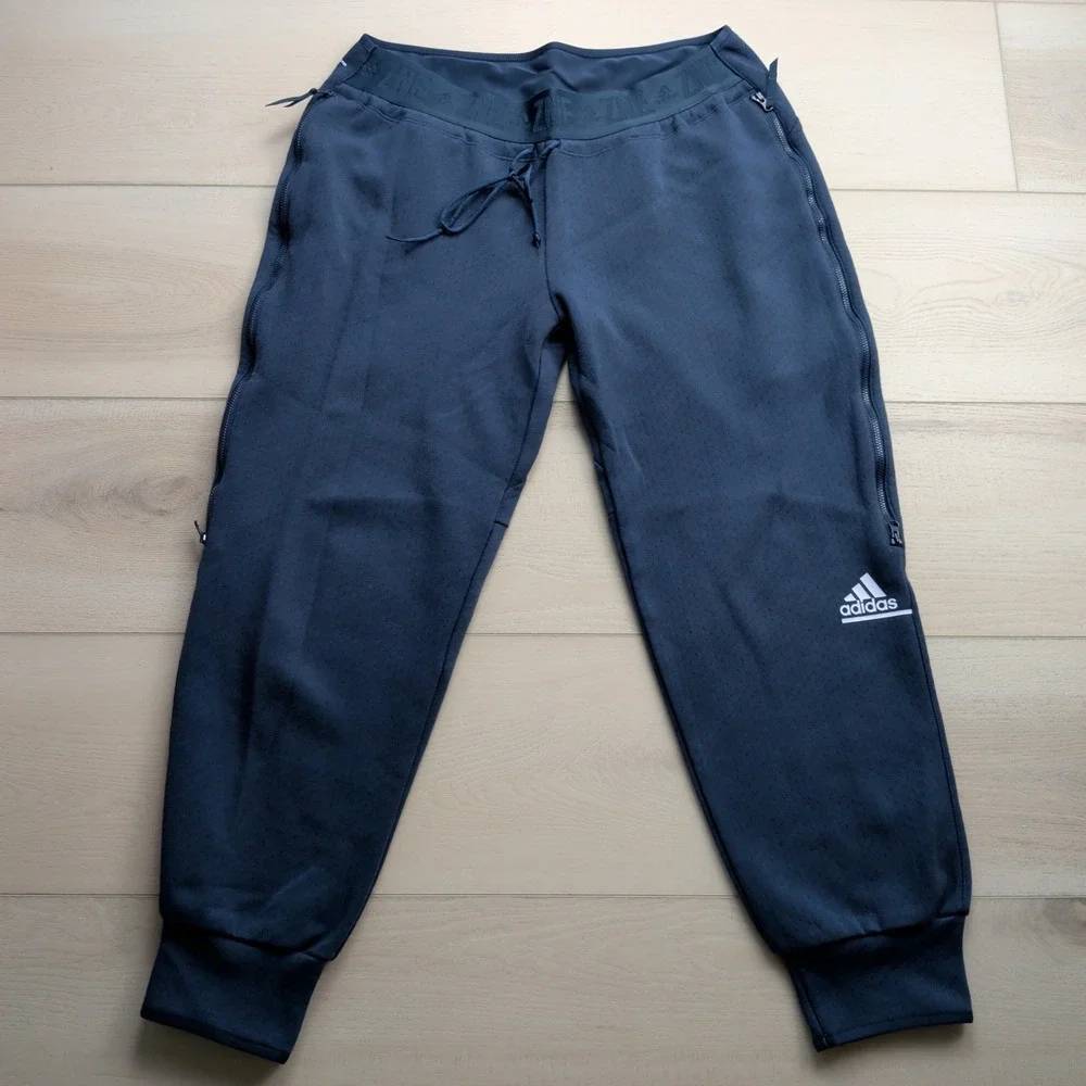 Adidas ZNE Jogger Pants Mens Large Blue‎ Athletic Sweatpants Zipper Pockets